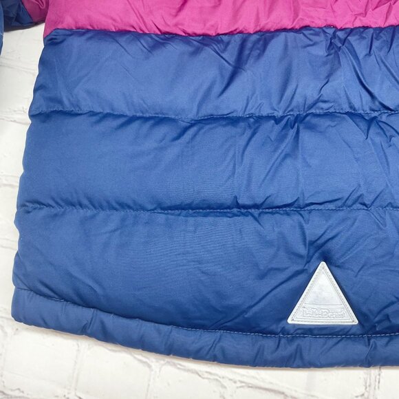 L.L. Bean Girls 8 Beans Down Puffer Jacket Colorblock Mauve Berry Winter Hooded - Picture 8 of 11